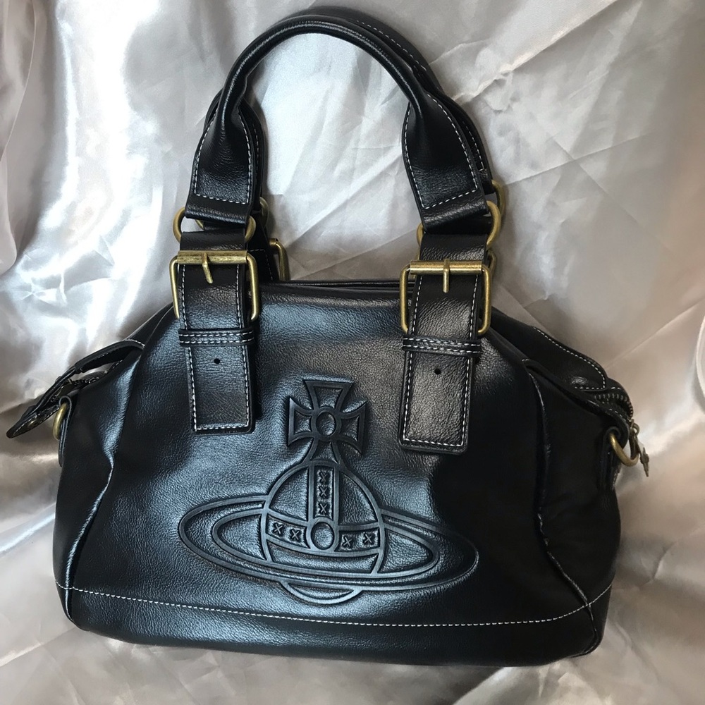 Vivienne Westwood Black Vegan Leather Handbag shoulder bag - Picture 5 of 13